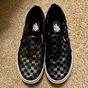Youth Metallic checkered Vans